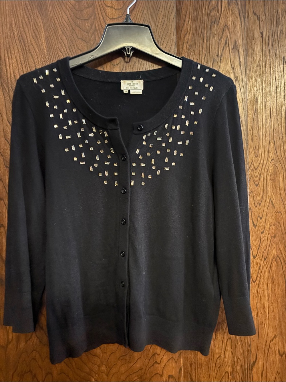 kate spade Black Cardigan with Silver Stud Accents